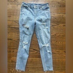 Old Navy Extra High Rise Rockstar Distressed Super Skinny Jeans, Light Blue, 10